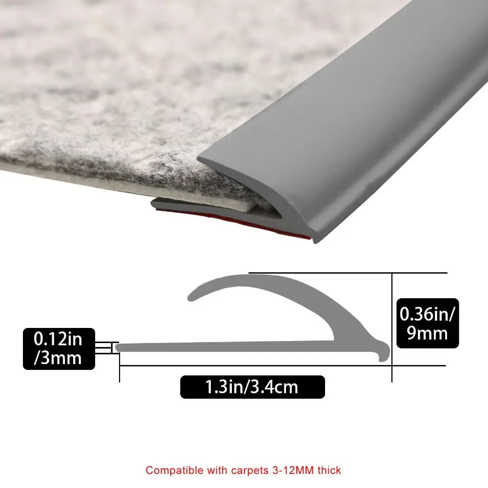 PVC Carpet Edge Trim Strip Cuttable Flexible Floor Transition Strip Waterproof Self Adhesive Tile Transition Cover