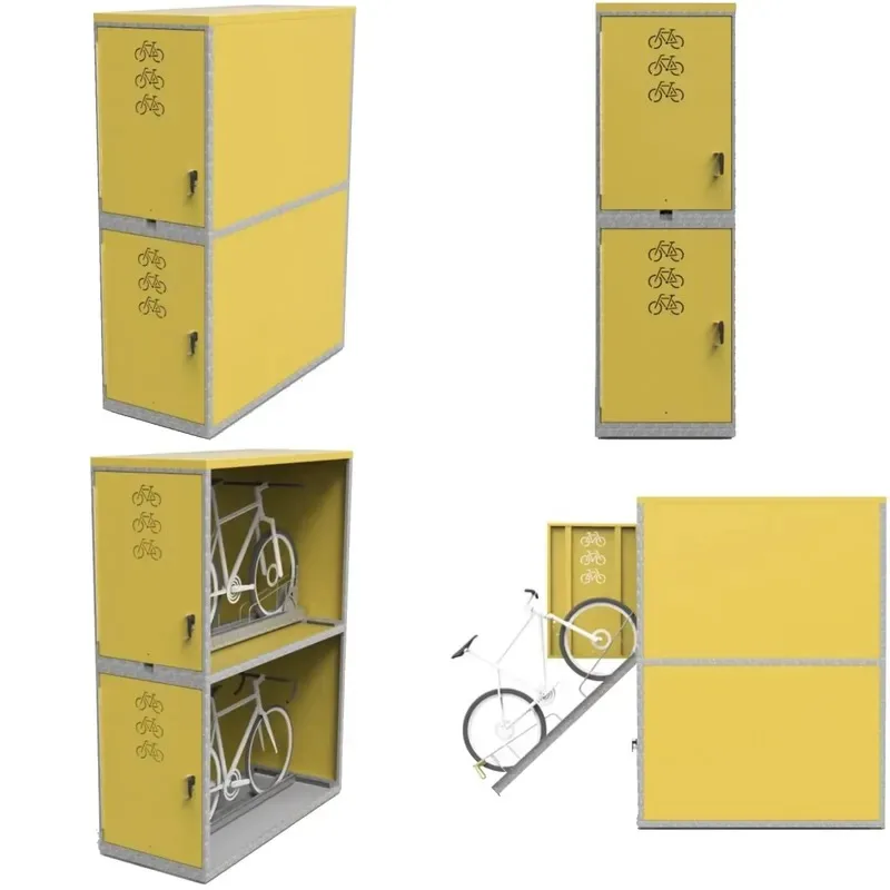 Public Outdoor Metal Double Layer Bicycle Locker
