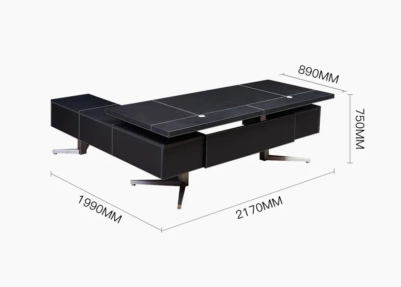 AAItalian Minimalist Designer Model Desk Modern Light Luxury Home Saddle Leather Corner Desk