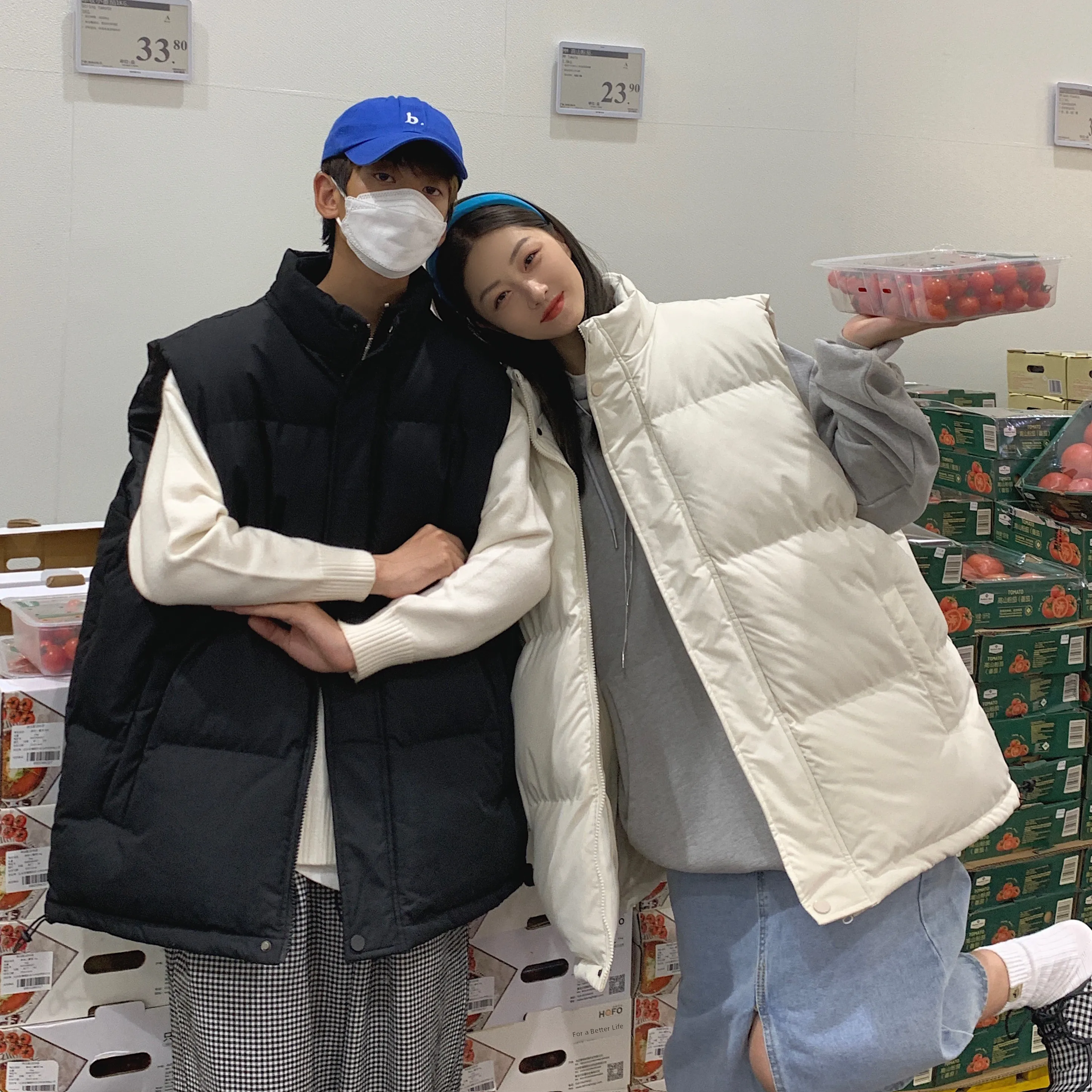 

ex Cotton Vest oulder Pad Jaet Autumn Winter Thiened Loose Stand Collar Couples Sle Polyester Nylon Cosite Fiber