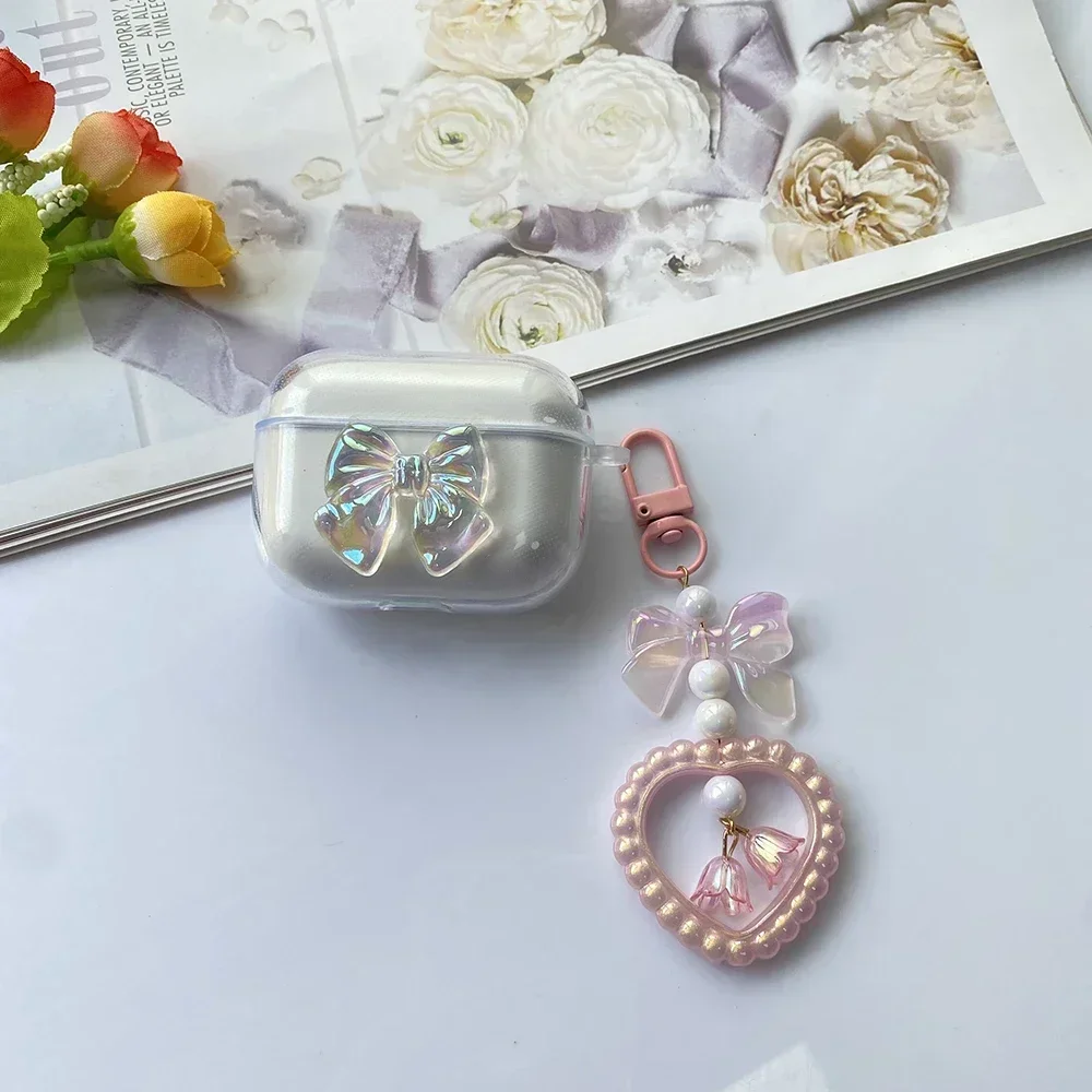 For OPPO Enco X3 Case Fashion Canvas Flower Pendant Case Silicone Transparent Earphone Cover for OPPO Enco x3 Cover