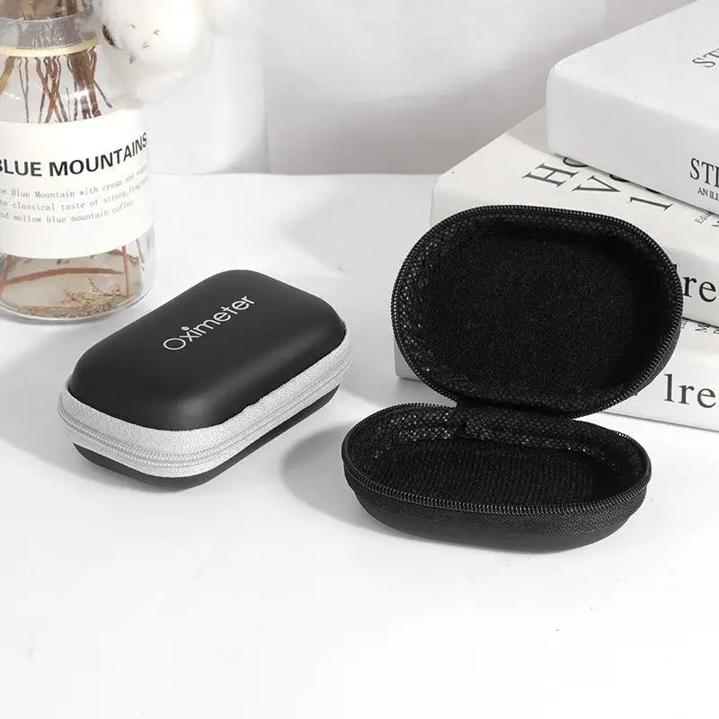 1Pc Black Storage Bag For Finger Pulse Oximeter Reasonable Design Strong Space Protective Cover Zipper Hard Bracket Accessories