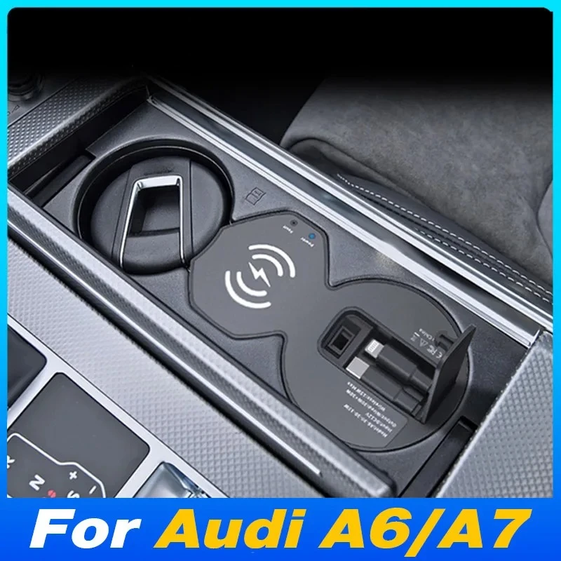 For Audi A6 C8 /A7 S6 2019-2023 Car Wireless Charger with Type-C Multi - Port Fast Mobile Phone Charging Adapter Car Accessorie