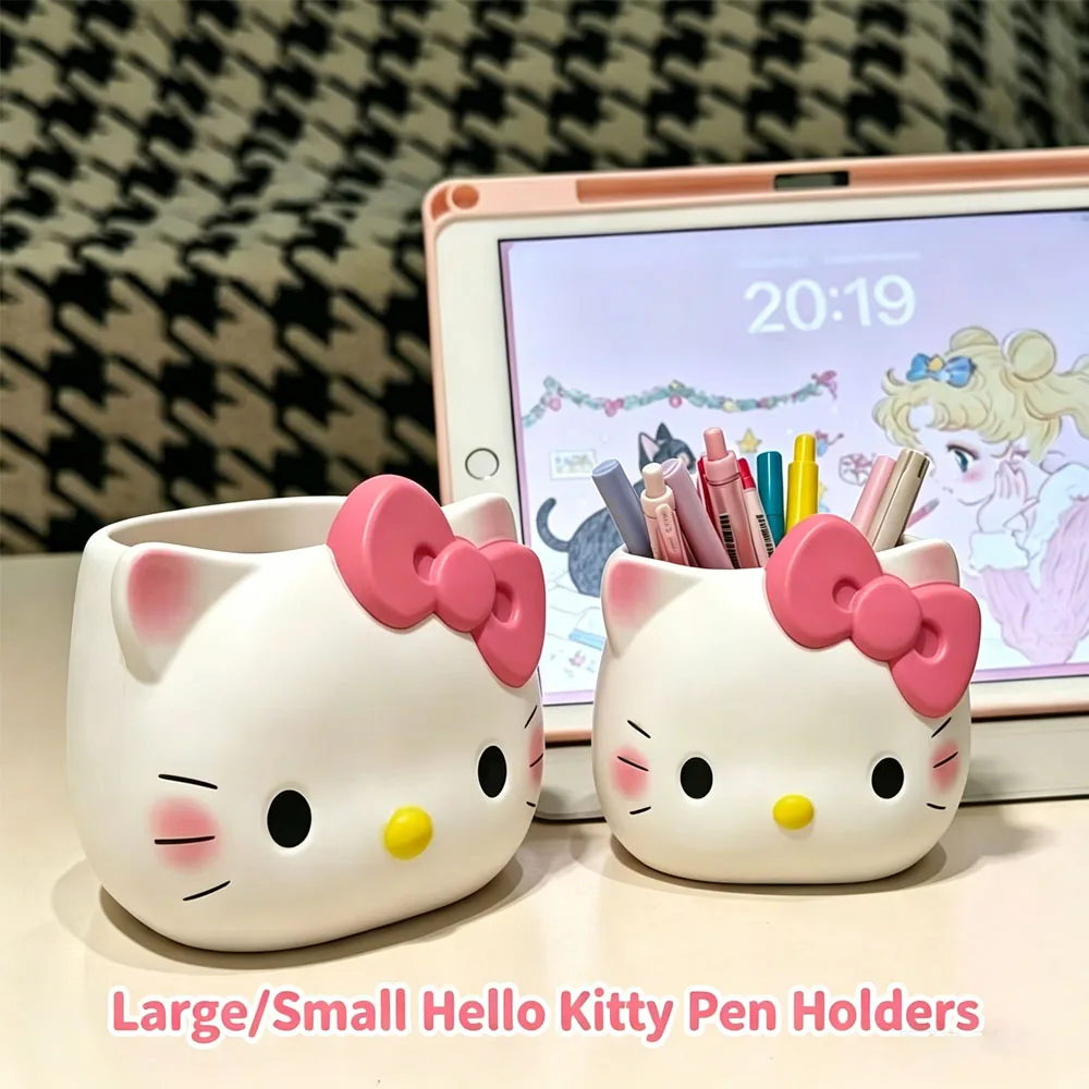 Sanrio Hello Kitty Plastic Pen Holder, Cute Makeup Brush Organizer, Desktop Organizer, Multifunctional Storage Box.