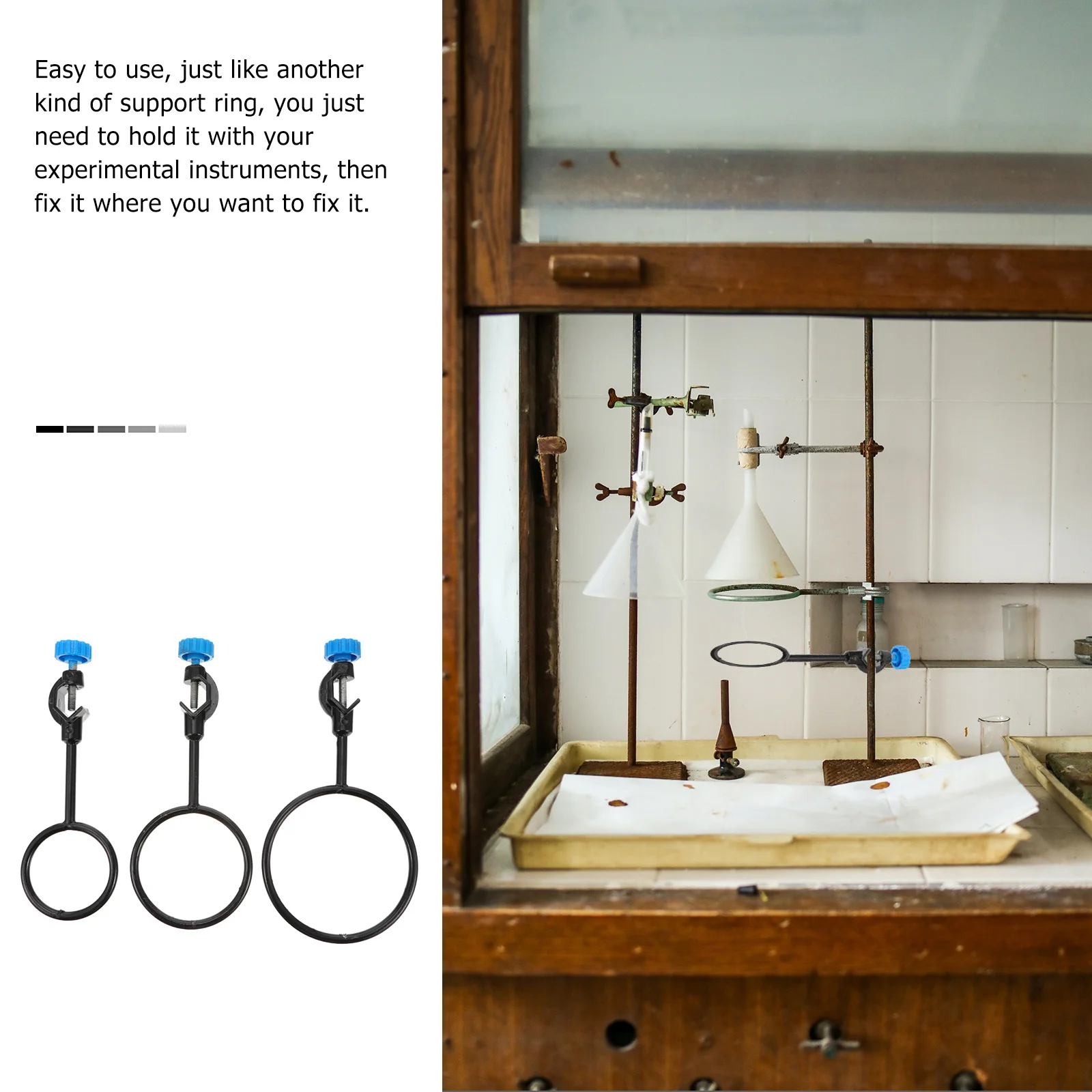 

3 Pcs Ring Laboratory Accessories Support Distillation Equipment with Clamp Rings Clamps