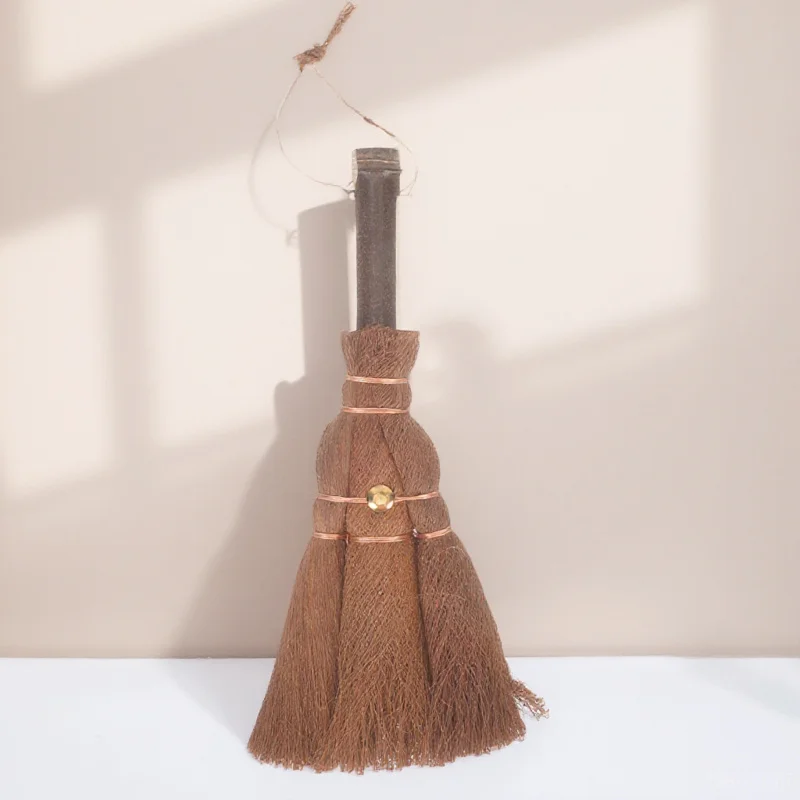 مكنسة منسوجة مصنوعة يدويًا من القش بمقبض قصير، مزيل غبار منزلي صغير للاستخدام اليومي، مادة آمنة تدوم طويلاً #6