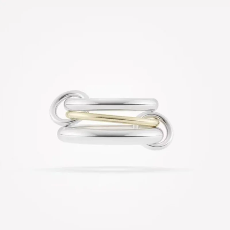 European And American Fashion New Titanium Steel Plated 18k Gold Tricyclic Color Ring