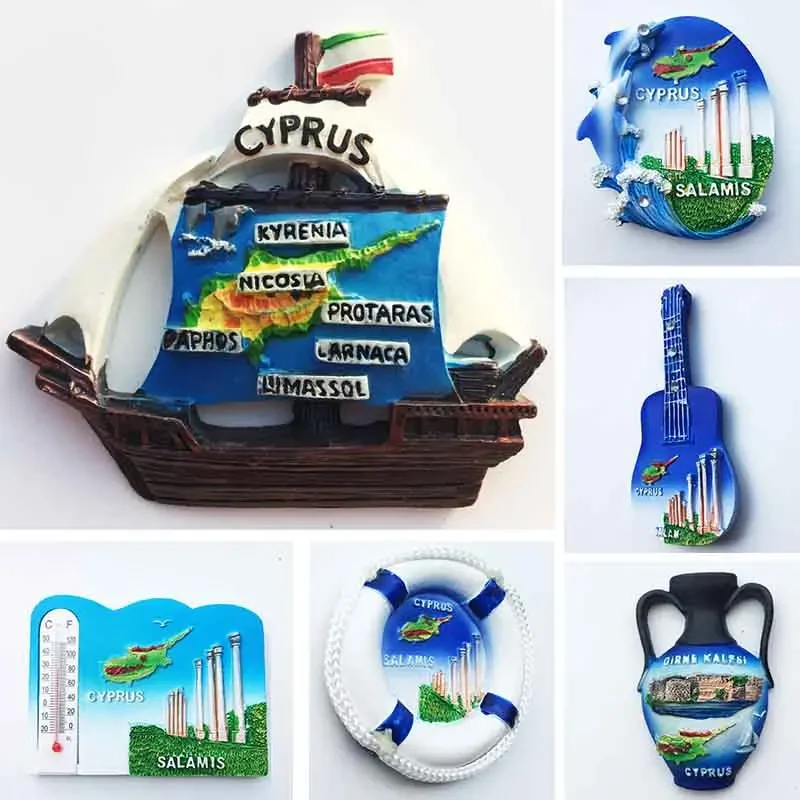 Cyprus Salamis Fridge Magnets Europe Tourism Memorial Souvenir Magnetic Refrigerator Sticker Collection Handicraft Gift