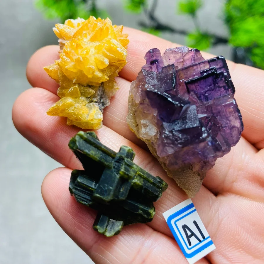 3Pcs Natural Polychrome Epidote Fluorite Rock Specimen Energy Crystal Healing Chakra Reiki Stone Home Decor