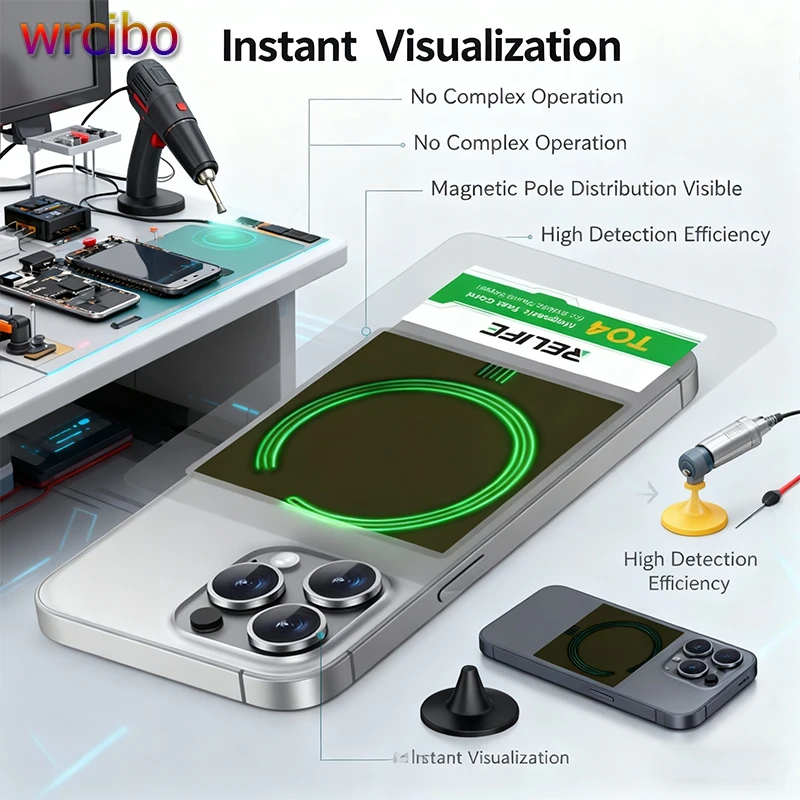 

Магнитная тестовая карта RELIFE TO4 для ремонта iPhone - обнаруживает магниты в области беспроводной зарядки, без остатков, неразрушающего тестирования ​