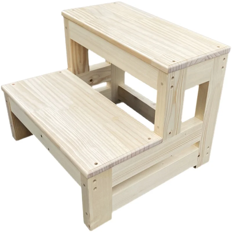 Multi-purpose customizable solid wood stairs wooden ladders stool household 2-step ladder climbing ladder balcony bay window out