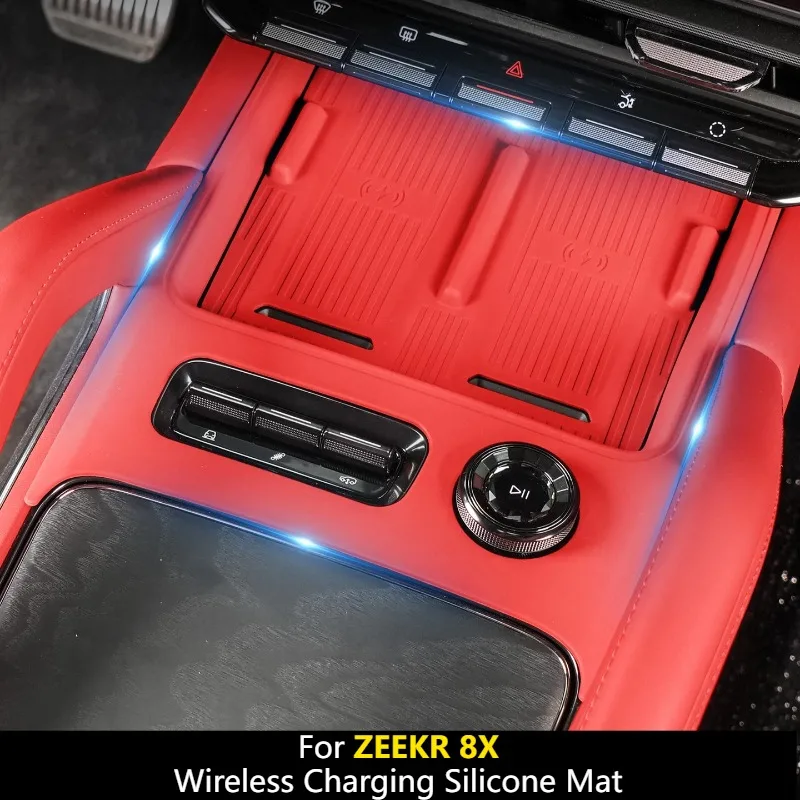 For ZEEKR 8X Center Console Wireless Charging Silicone Pad Set Precise Fit Anti Slip Interior Decoration Mod Car Accessories