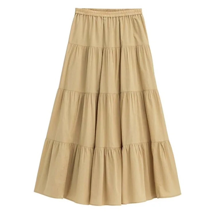 11 COLORS Autunm Fashion  Maxi Skirt High Waist Ruffles vintage skirts, Elegant cotton linen skirts  