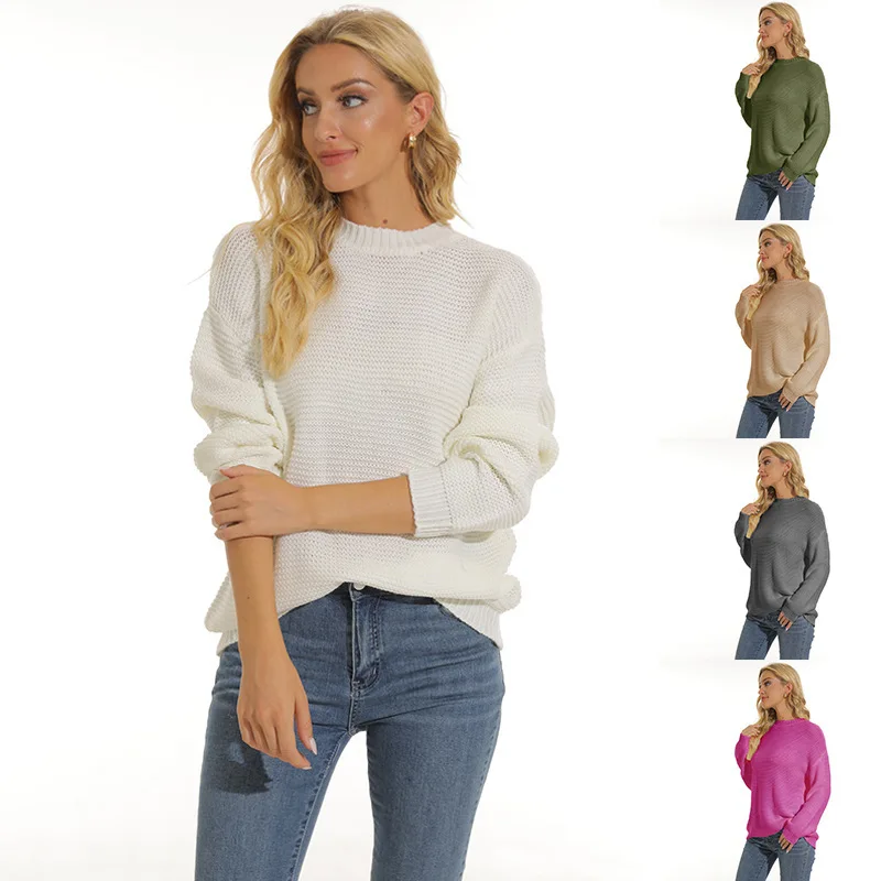 Autumn And Winter New Sweater Women's Solid Color Fashion Pullover Knitted Sweater Women's Sweater