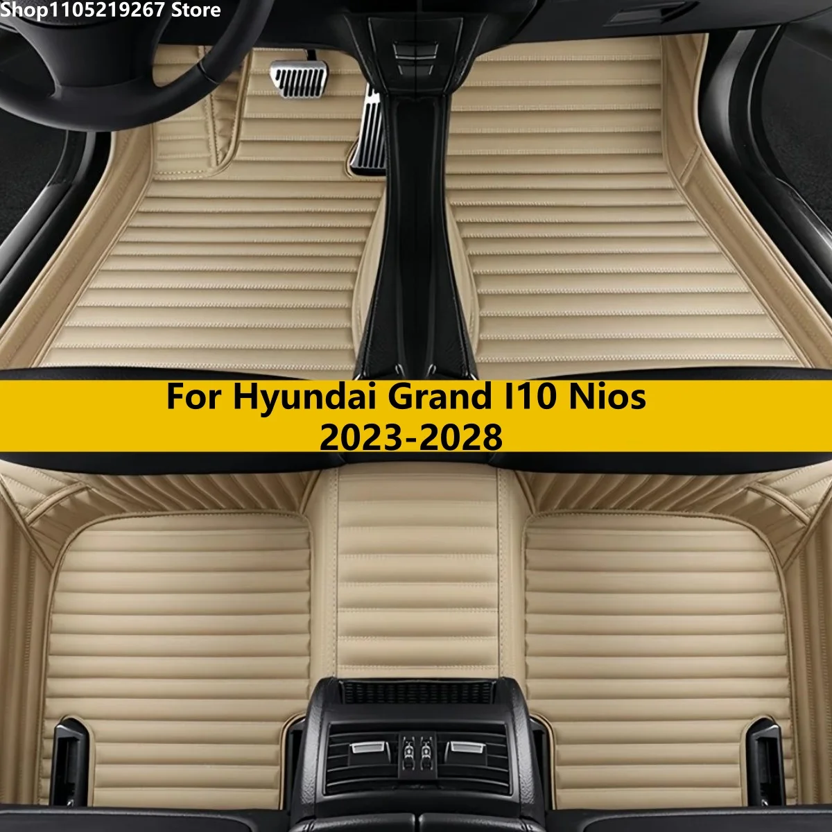 

5-seater Car Floor Mats Fit For Hyundai Grand I10 Nios 2023 2024 2025 2026 2027 2028 Leather auto accessories Car Carpet
