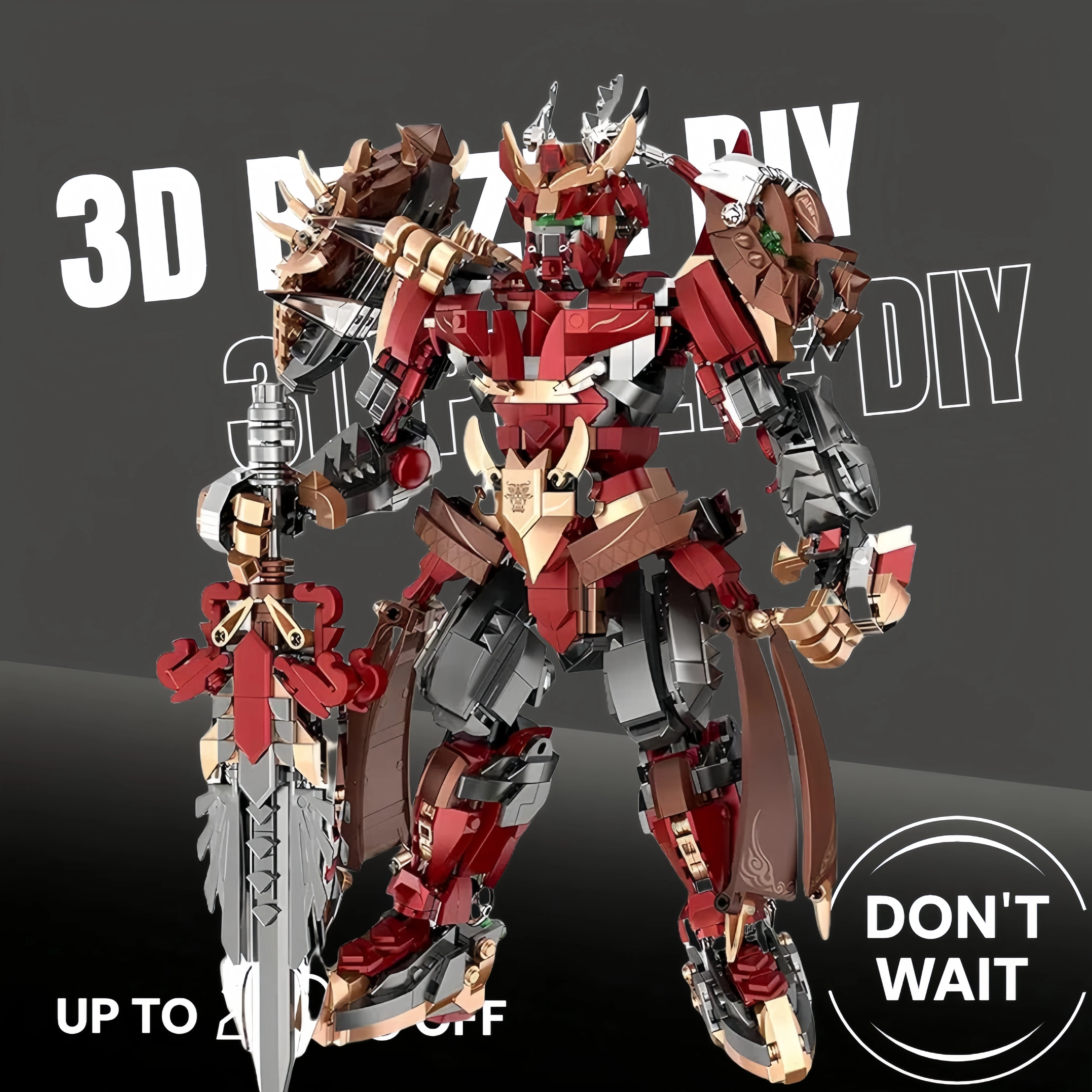 

1650PCSHero Mecha Building Kit, MOC Китайский мифологический герой Xiang Yu Mecha Комплект модели робота, классический китайский веер Mecha