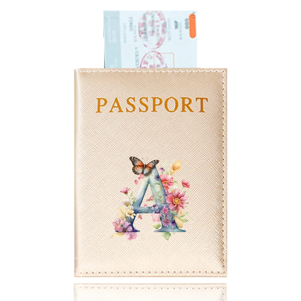 Porta passaporto da viaggio in pelle PU porta carte di credito multifunzionale da viaggio stampa farfalla lettera Sereis Protector Cover