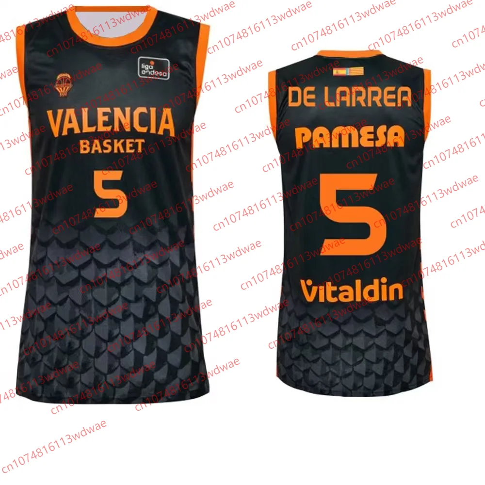 Nuevo Balón de Baloncesto Valencia 2026 # Camiseta de Baloncesto 5 De Larrea ACB, Camiseta Deportiva sin Mangas para Hombre, Edición para Fanáticos, Uniforme de Entrenamiento