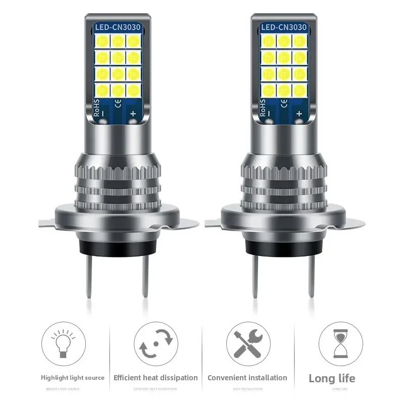 New high brightness car LED front fog light H7 3030 24SMD motorcycle equipment accessories from China mainland