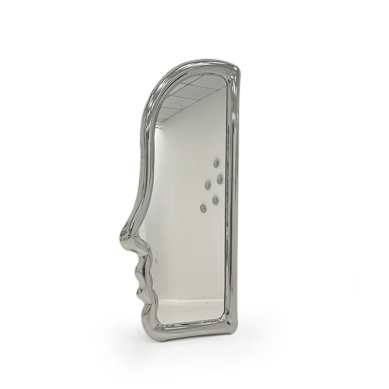 

Modern creative art face stainless steel full-length mirror, floor-to-ceiling side face full-length mirror, wall-mounted clothin