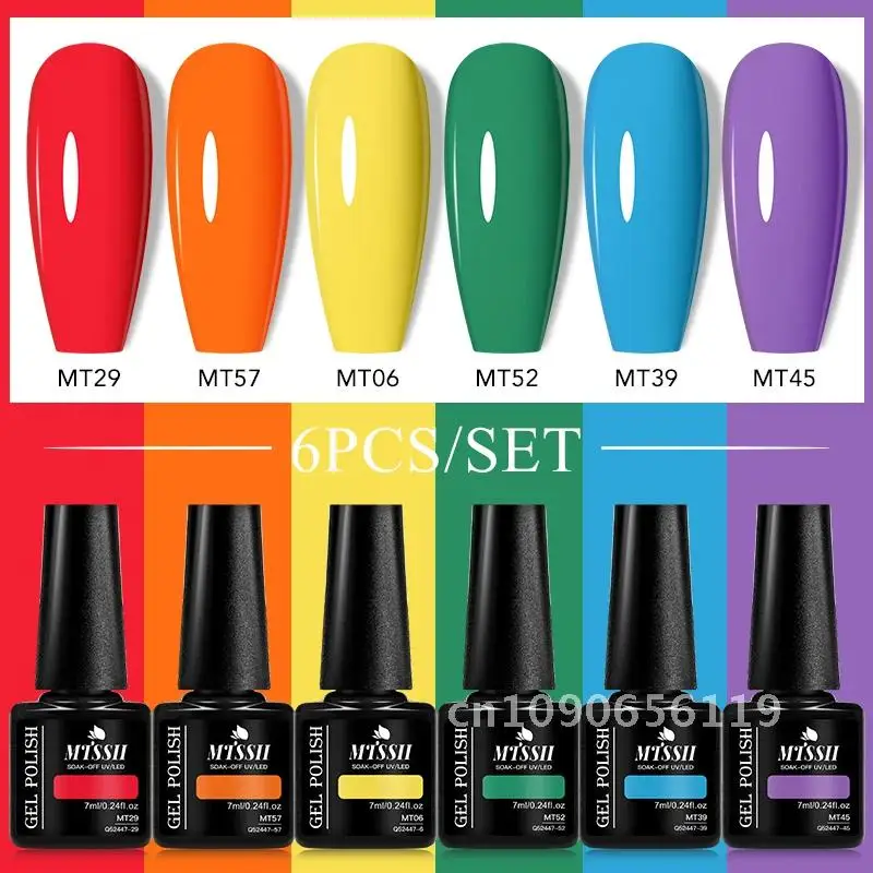 6PCS/SET Pastel Gel Nail Polish Set Spring Summer Gel Macaron Candy Sweet Color Soft Pink Yellow Purple Gel Polish Art Varnish