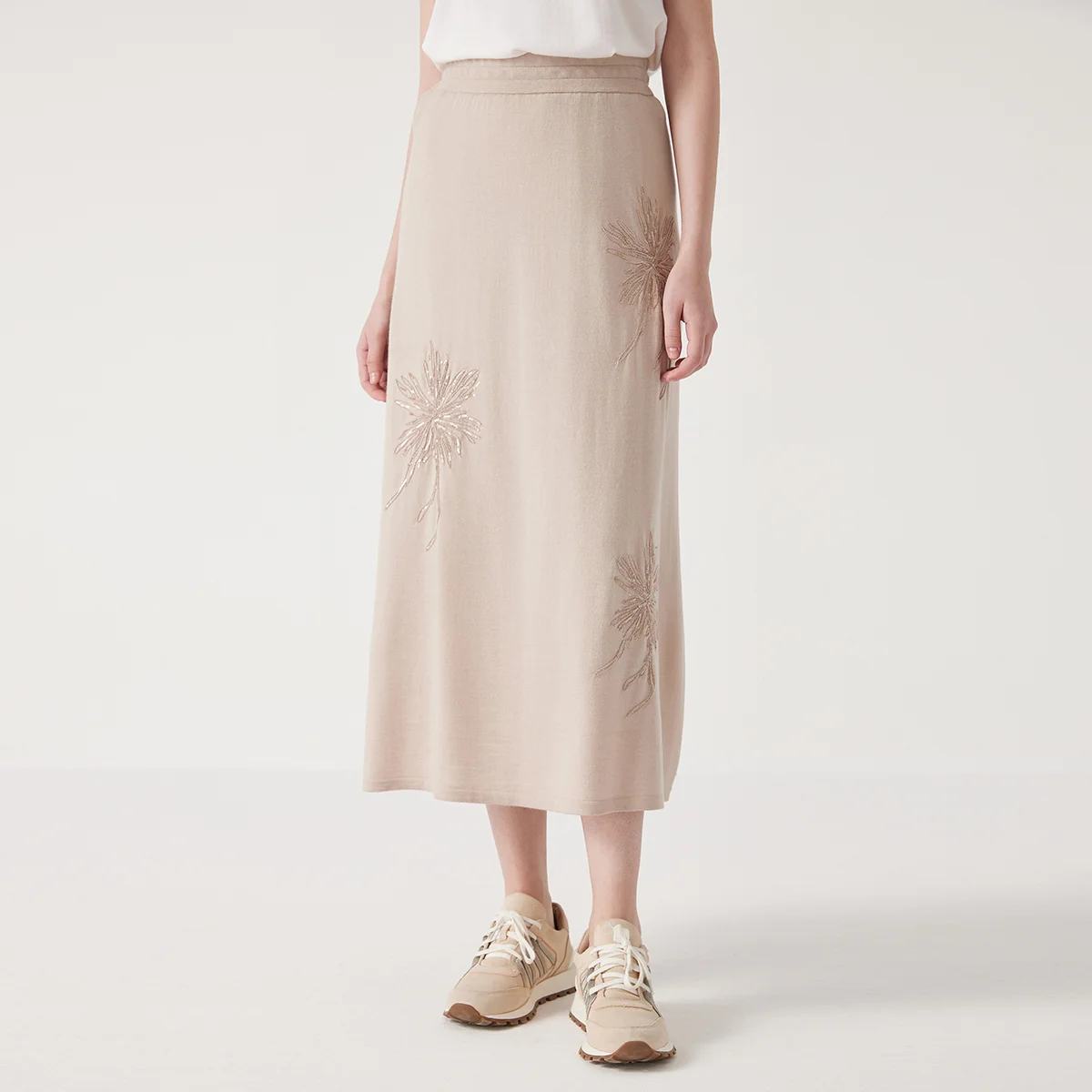 

BC1040 Luxurious Clothes Ladies Embroidery Merino Wool Silk Skirts Womens Clothing Elegant Summer
