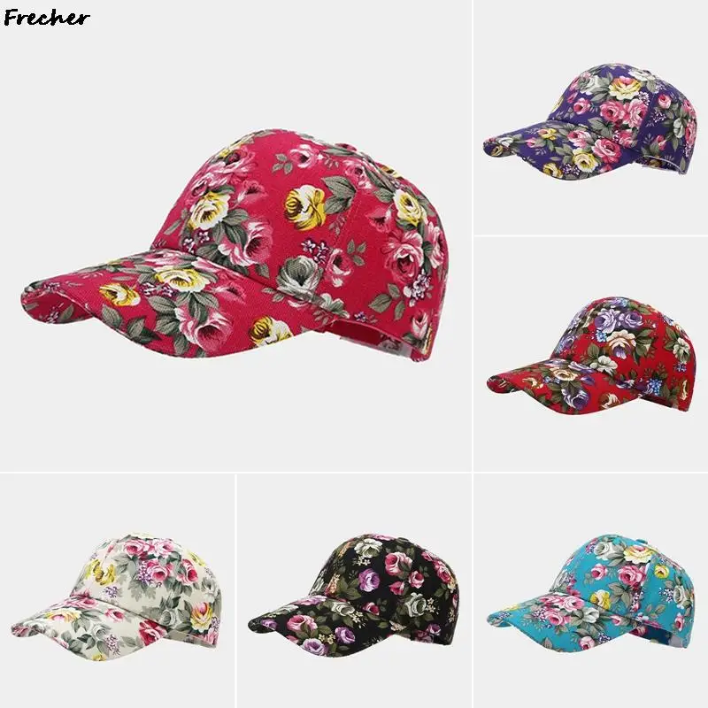 Floral Fashion Sun Hats Flower Baseball Caps Women Elegant Visors Cap Garden Party Leisure Casquette Hip Hop Snapback Hat Trendy