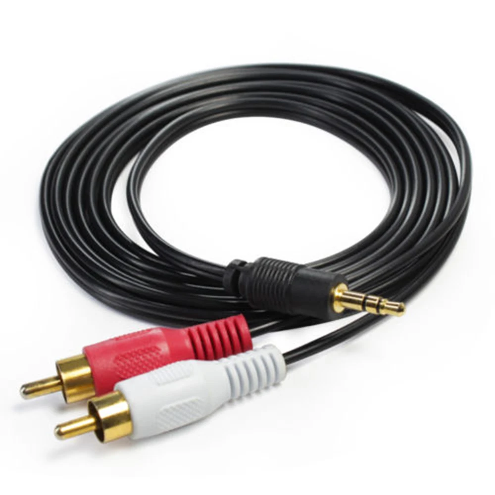 1m 3.5mm Plug Jack Connector to 2 RCA Male Music Stereo Adapter Cable Audio AUX Line for Phones TV Sound Speakers