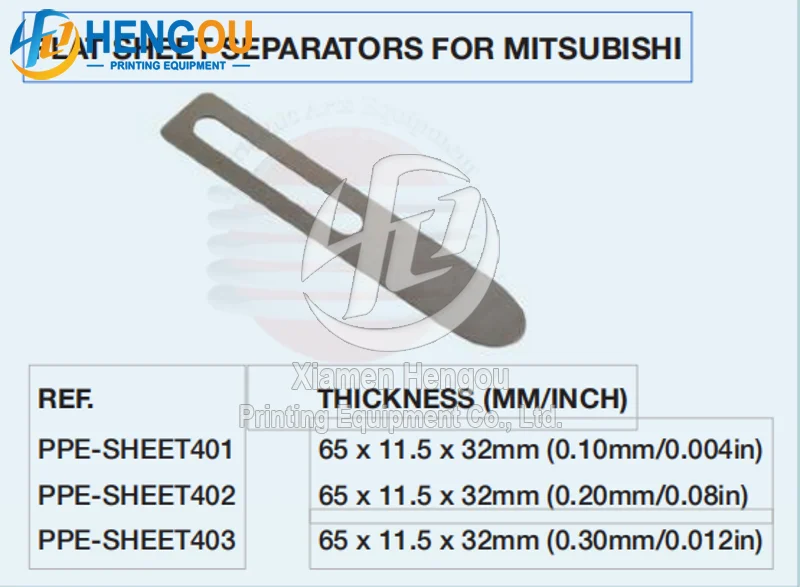 Mathiateurs de feuilles plates, 65x12x32x0,3mm