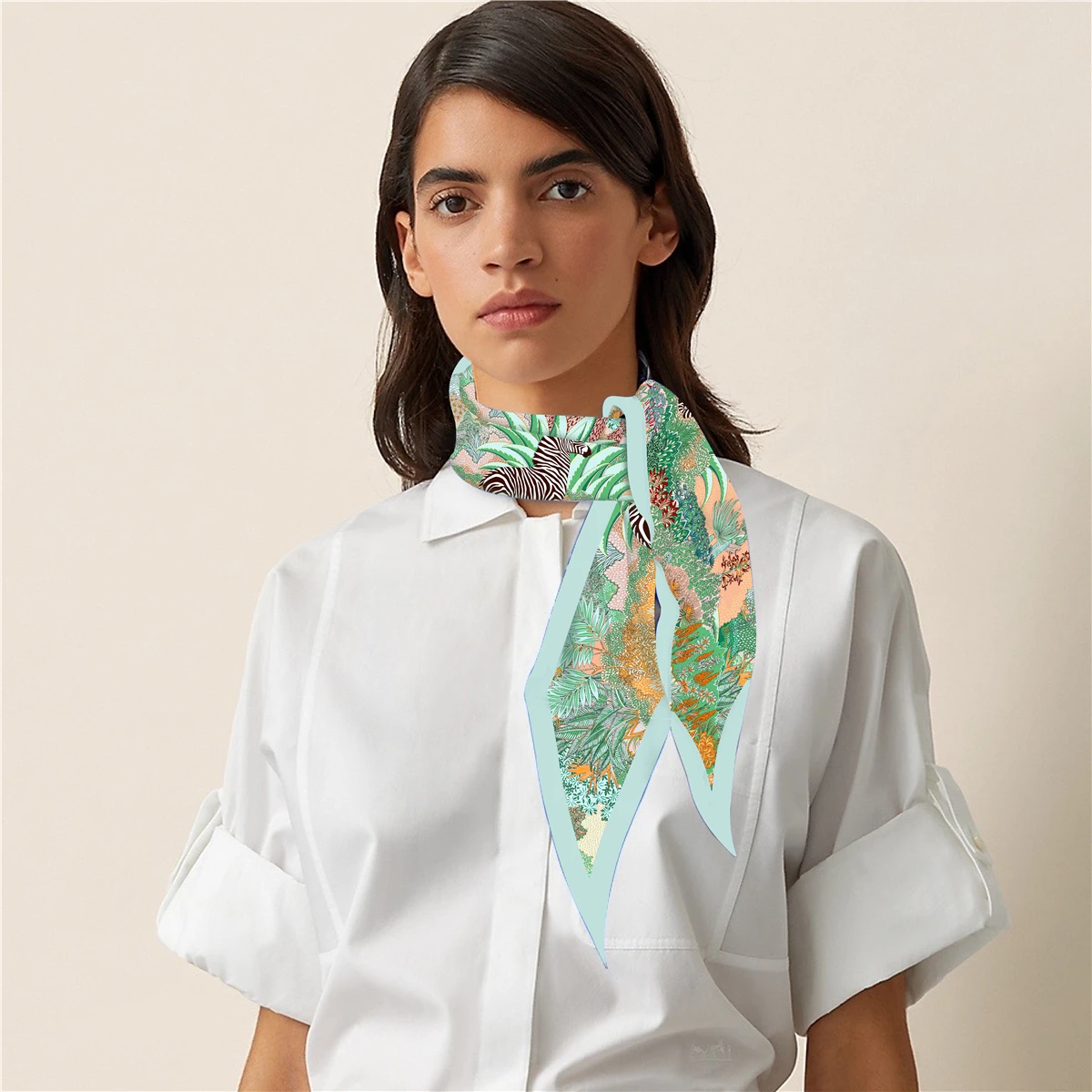 2023 New Fashion Jungle Zebra Diamond Scarf Horse Brand Silk Scarf Woman Luxury Bandana Headband Hijab Foulard Neckerchief Shawl