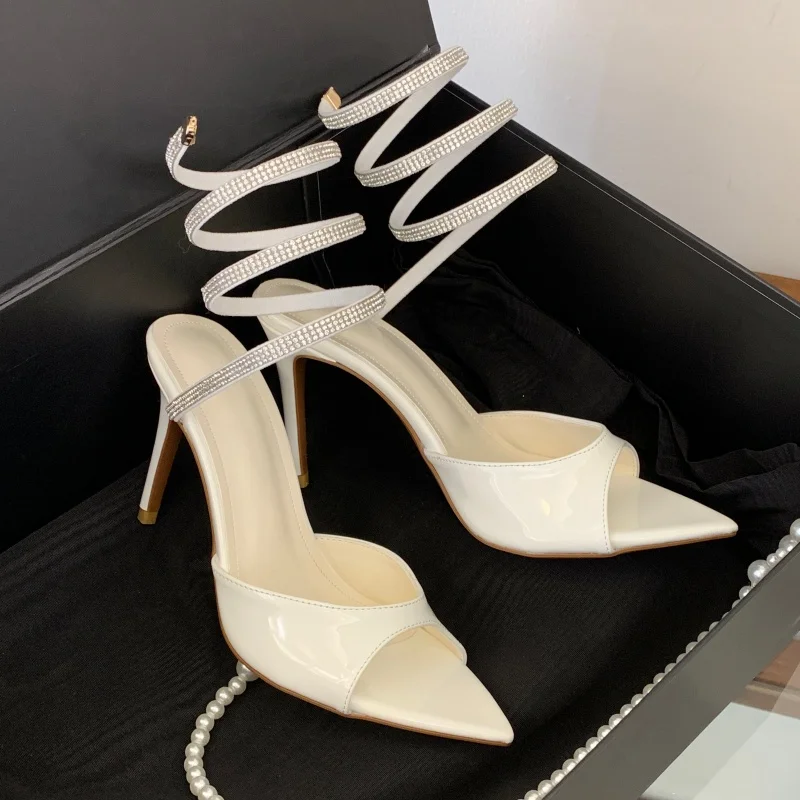 2026 Women's New Water Diamond Sandals Fashion Tassel Crystal Shoes Sexy Banquet Party Twin Stiletto Women's Large 41 Sandals