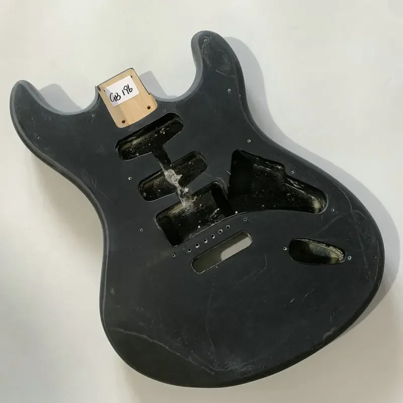 

GB196 Электрогитара Strato черного цвета, незавершенный корпус гитары ST, 6 сканов, фиксированное тремоло и мосты для DIY