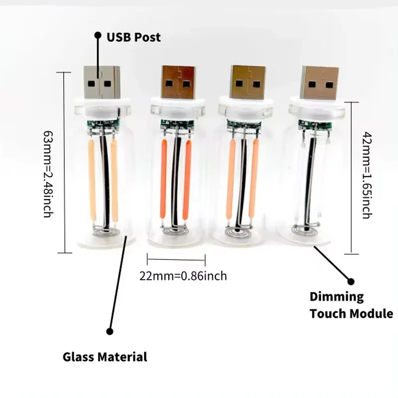 USB Touch Night Light Portable LED Lighting Dimmable Touch Sensor Filament Light Decorative Atmosphere Lamp for Car Bedroom image 4