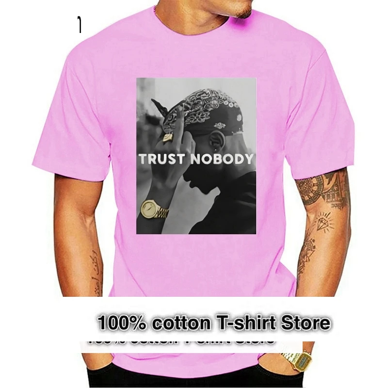 

Mens T Shirts Fashion 2024 2PAC TRUST NOBODY Shakur