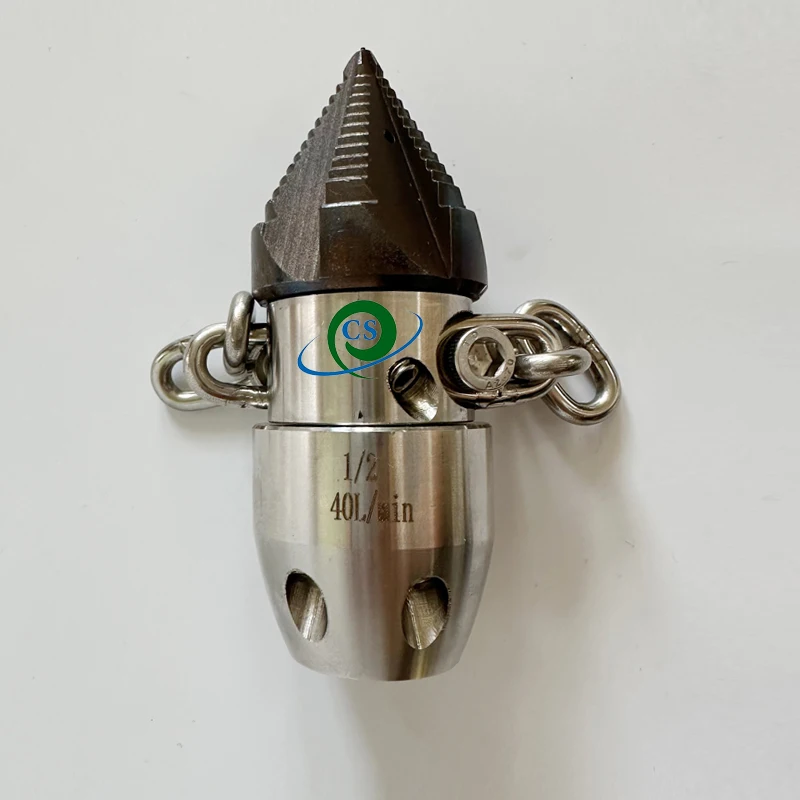 3/8 1/2 40L 100L High Pressure 360° Rotating Sewer Jetter Pagoda Cleaning Nozzle Chains Unclog Nozzle for Drainage System 300bar