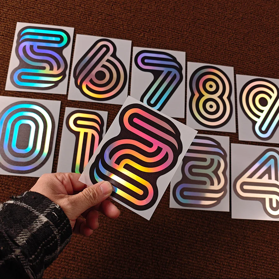 2Pcs/set Reflective 0-9 Number Vinyl Stickers Waterproof Decals for Motorcycle Bicycle Car Window Bumper