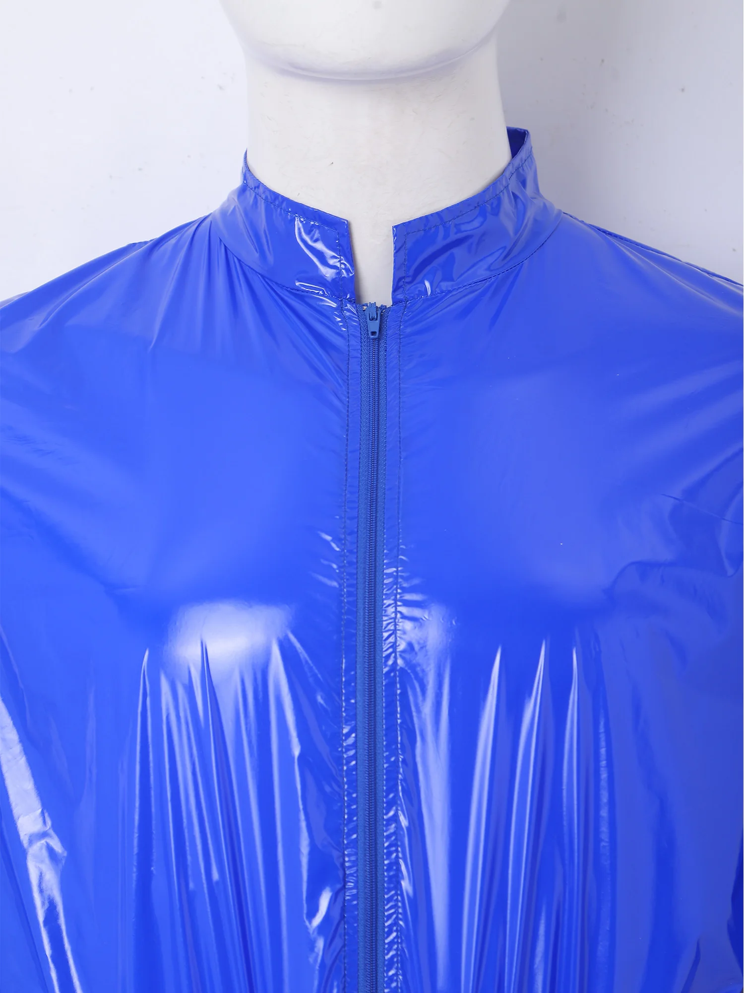 Men Women Waterproof Sauna Sweat Jumpsuit Raincoat Glossy Bodysuit Long Sleeve Front Zipper Jumpsuit Fitness Workout Sportswear