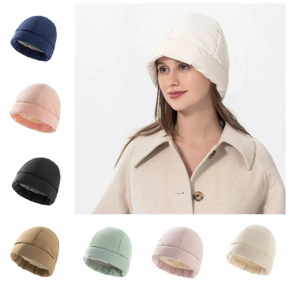 Fashion Polyester Quilted Fluffy Cap Thickening Warm Coral Velvet Hat Ear Protection Windproof Warm Cap Autumn Winter