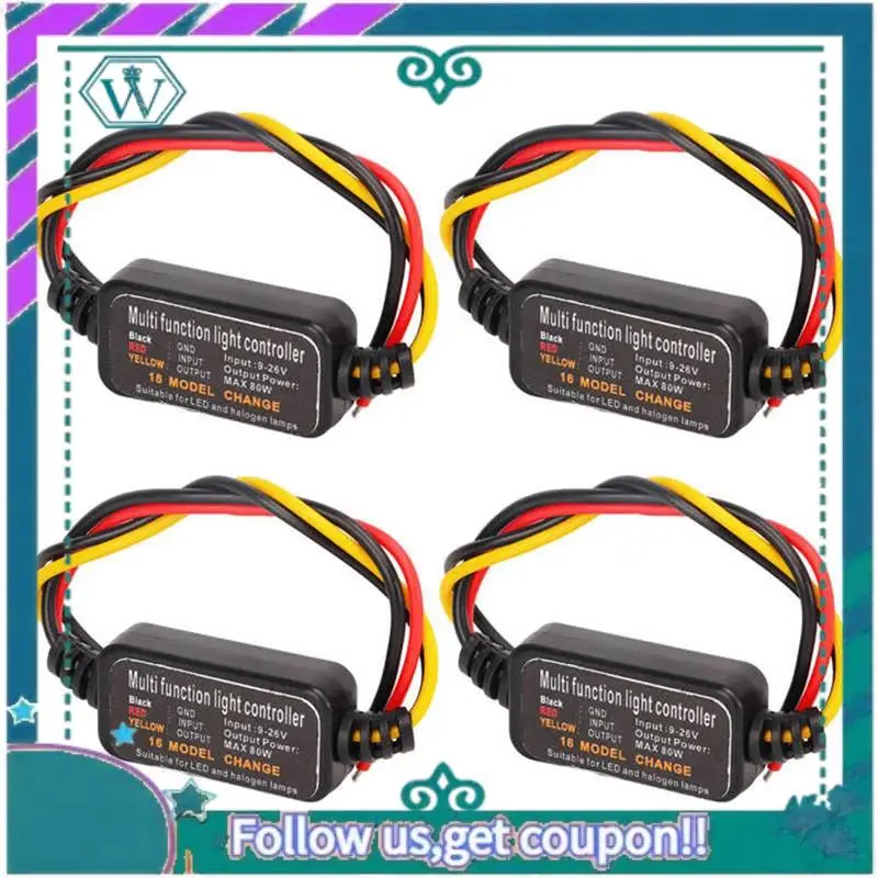 

AA92-4Pcs 16 Modes Adjustable LED Brake Light Flasher Strobe Controller Universal For Car Motorcycle Replacement Parts Accessori