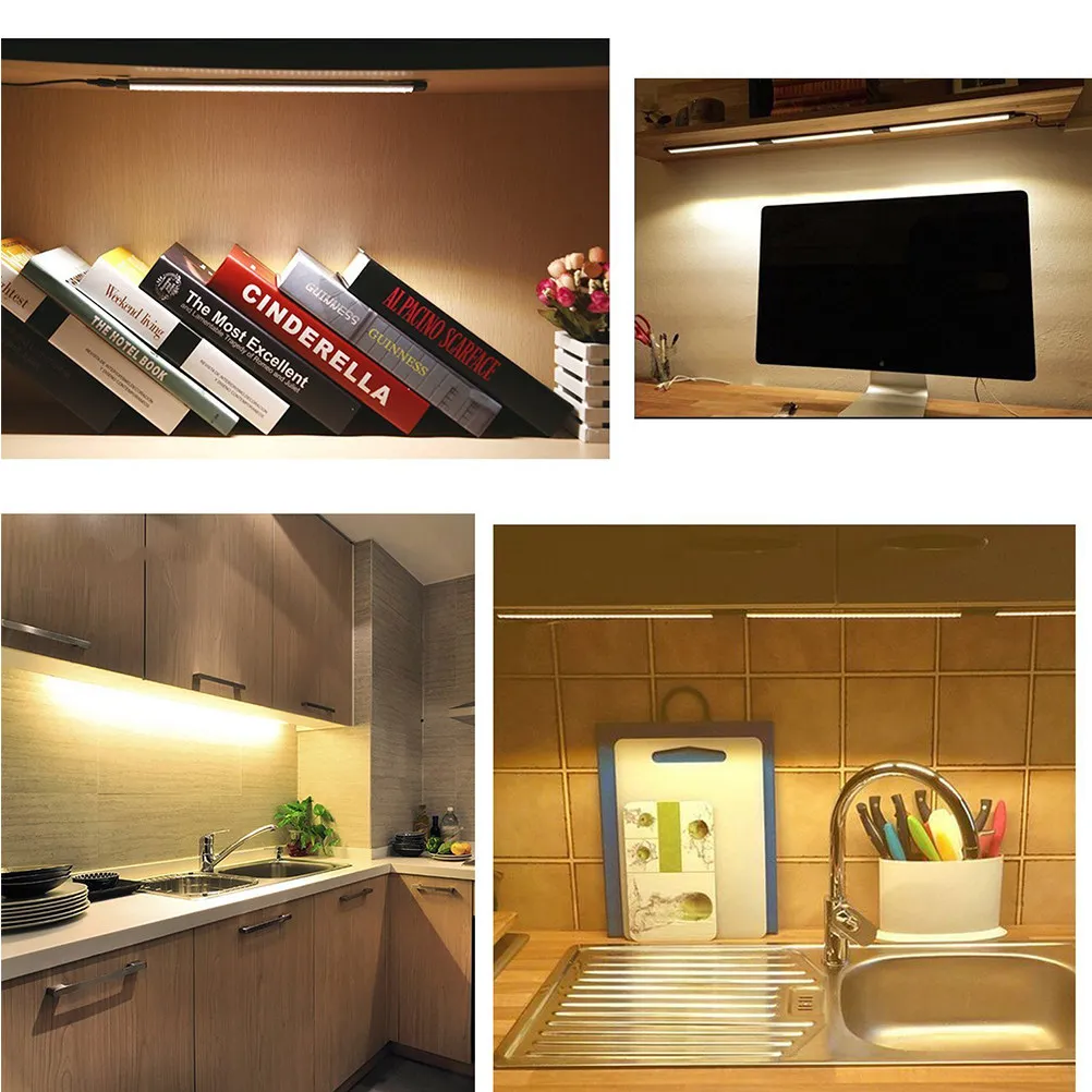 Dimmable Under Cabinet LED Lighting Kit with Rotary Knob, Press Button, Aluminum Housing, Connectable Light Strips
