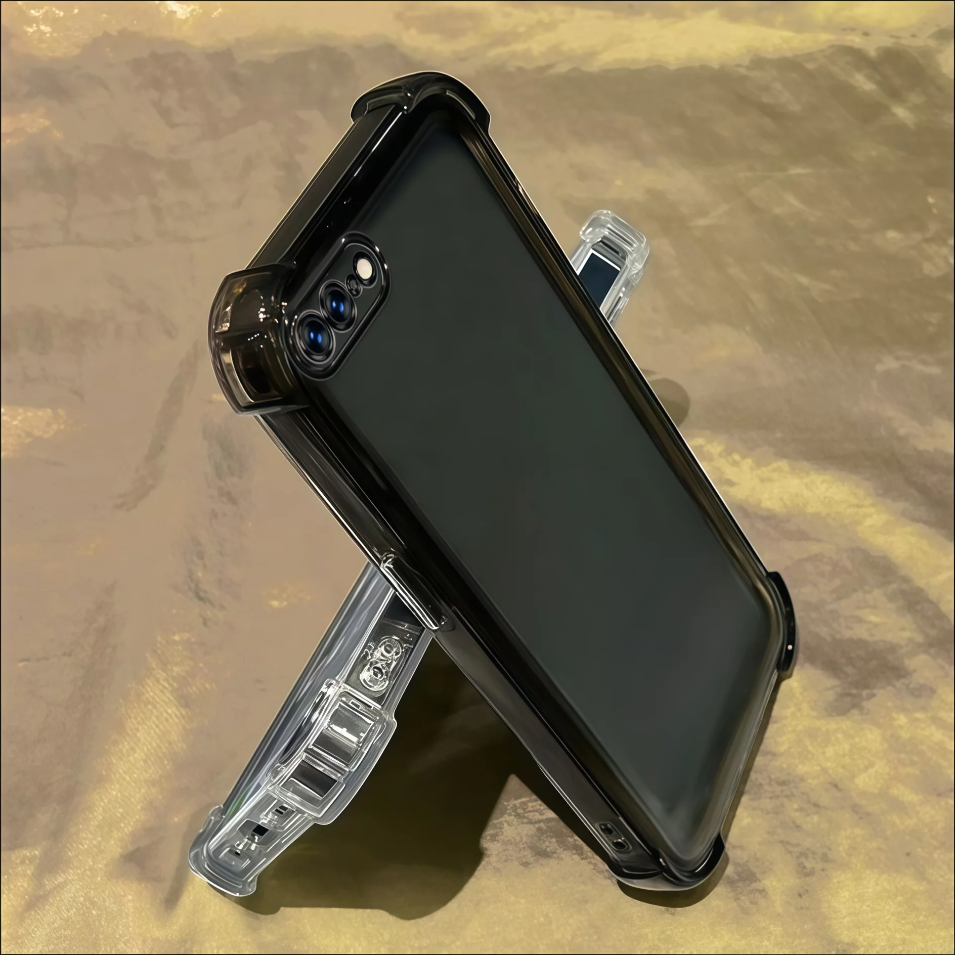 Transparentes Schwarz ohne Vergilbung, stoßfeste TPU-Handyhülle für iPhone SE2022/SE2020/7/8/7+/8+/6/6+ – Detail 5