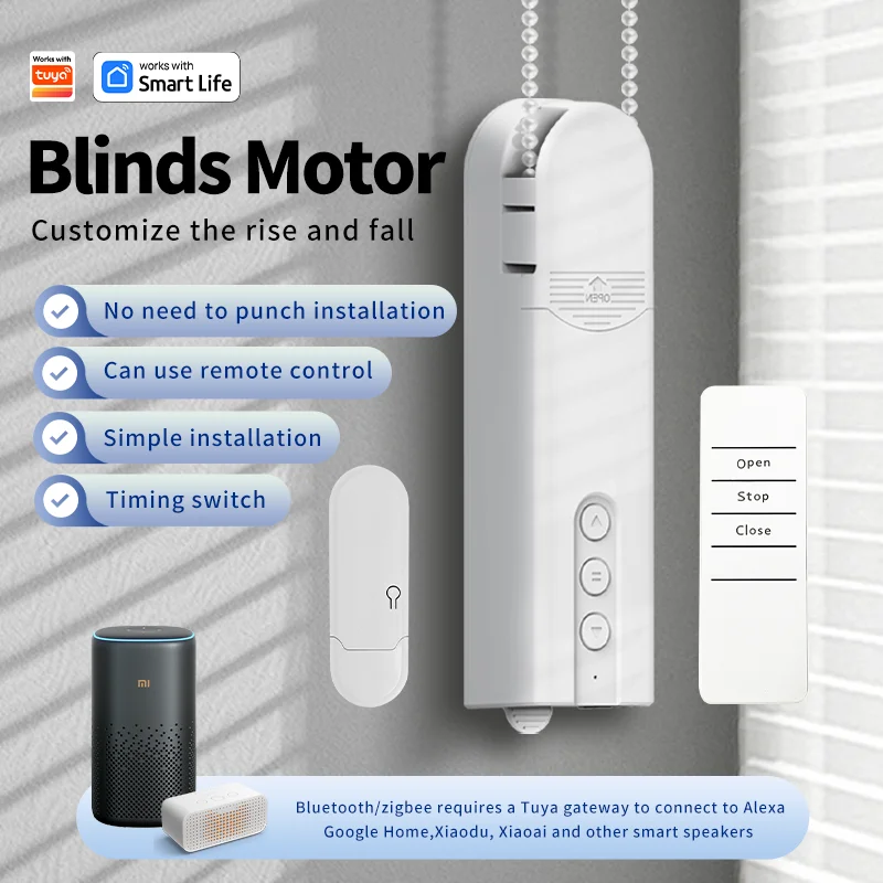 Smart WiFi Curtain Motor Electric Curtain Opener Super Silent For Curtain Track Remote Control Compatible with Alexa