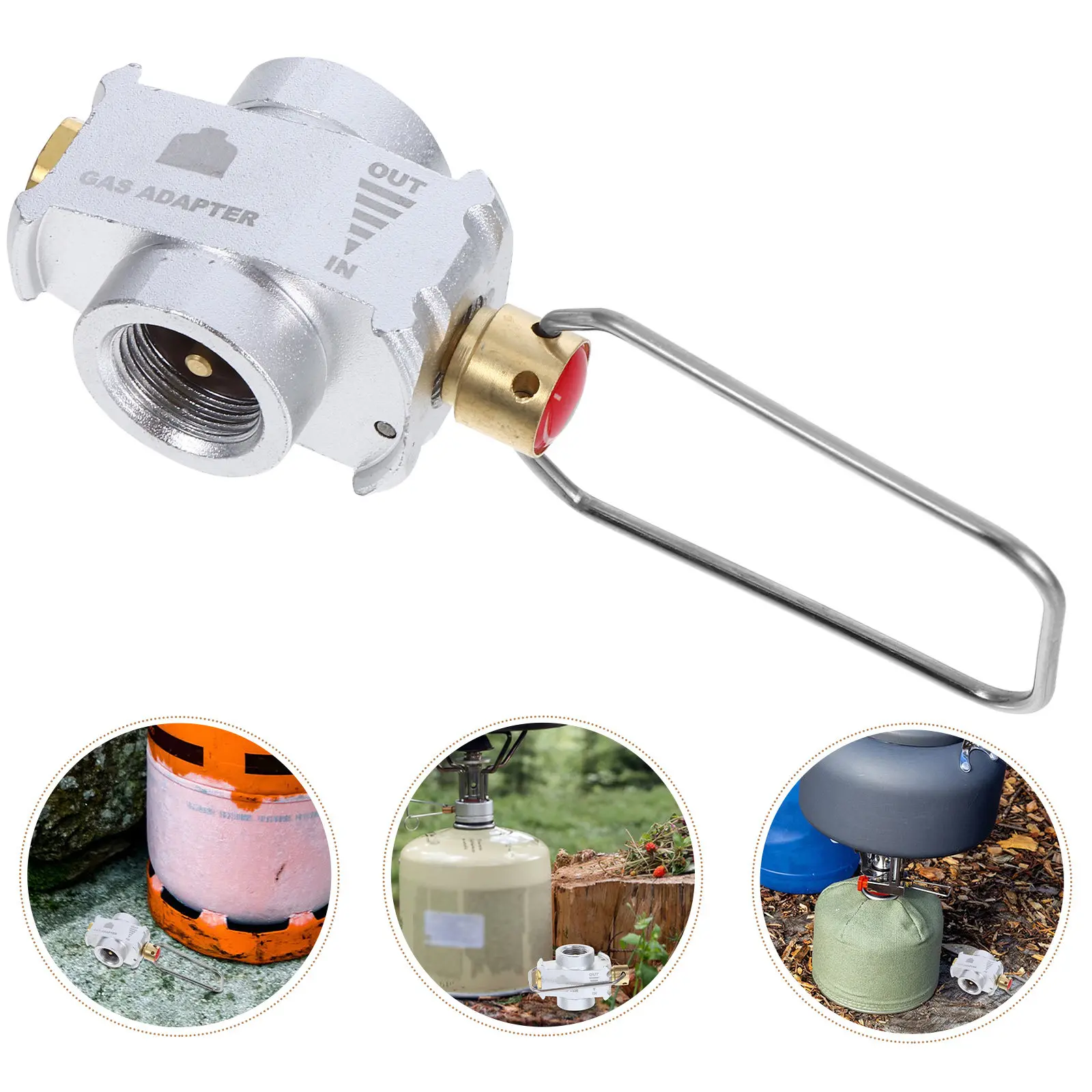 Isobutane Propane Gas Refill Adapter Canister Transfer Valve Compact Lightweight Reusable for Camping Hiking Backpacking Outdoor