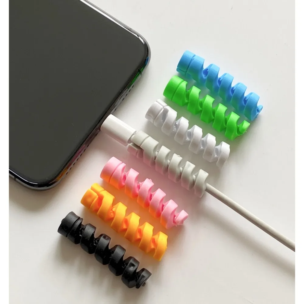 Manicotto protettivo per cavo dati TPR portatile Anti-piega Previene la rottura Trimmer per cavi Dispositivo di avvolgimento a spirale leggero a 7 colori