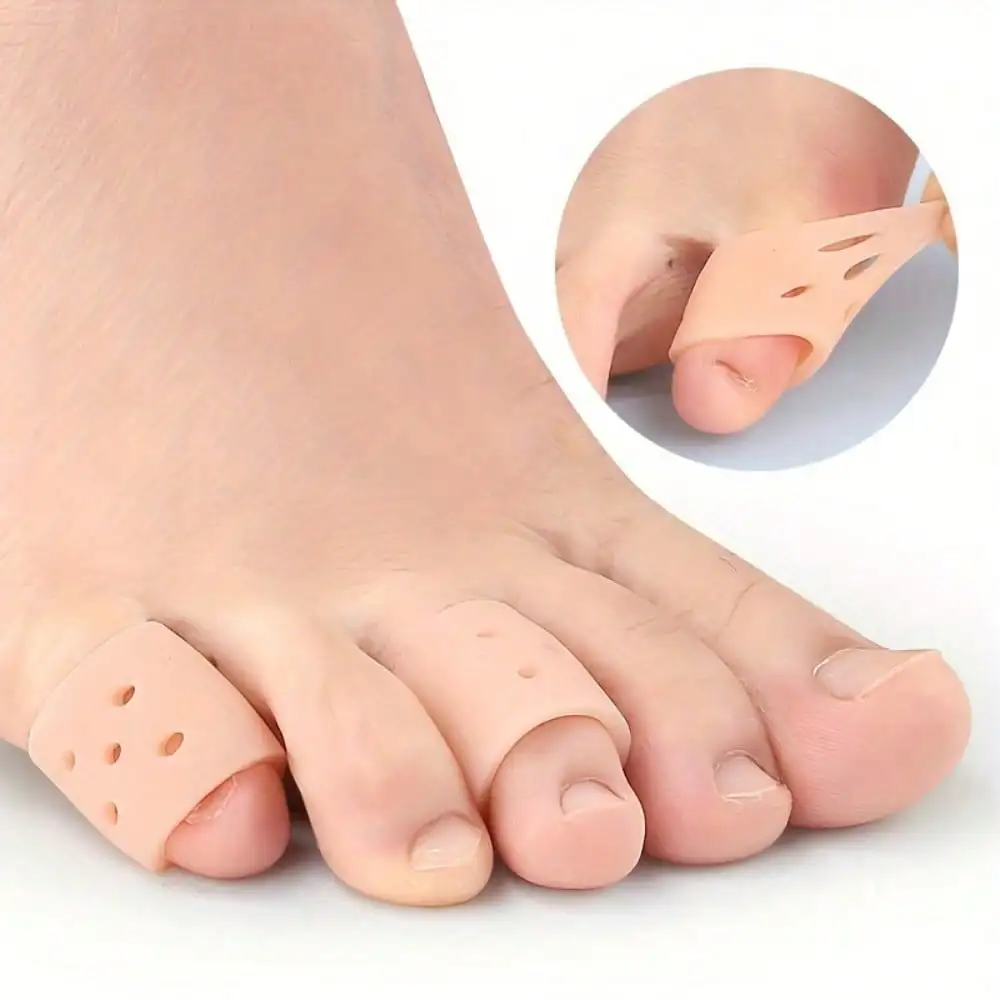 Breathable Perforated Soft Elastic Washable Silicone Toe Caps Fixed Toe Protectors for Running Hiking Skating Dancing Unisex Use