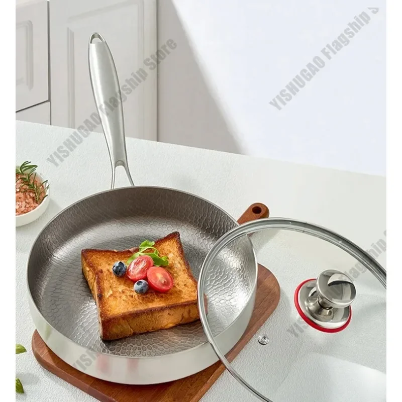 

Титановая сковорода из нержавеющей стали с антипригарным покрытием, сковорода для стейка вок, яйца, домашняя индукционная плита, газовая плита, кастрюля, кухонная посуда