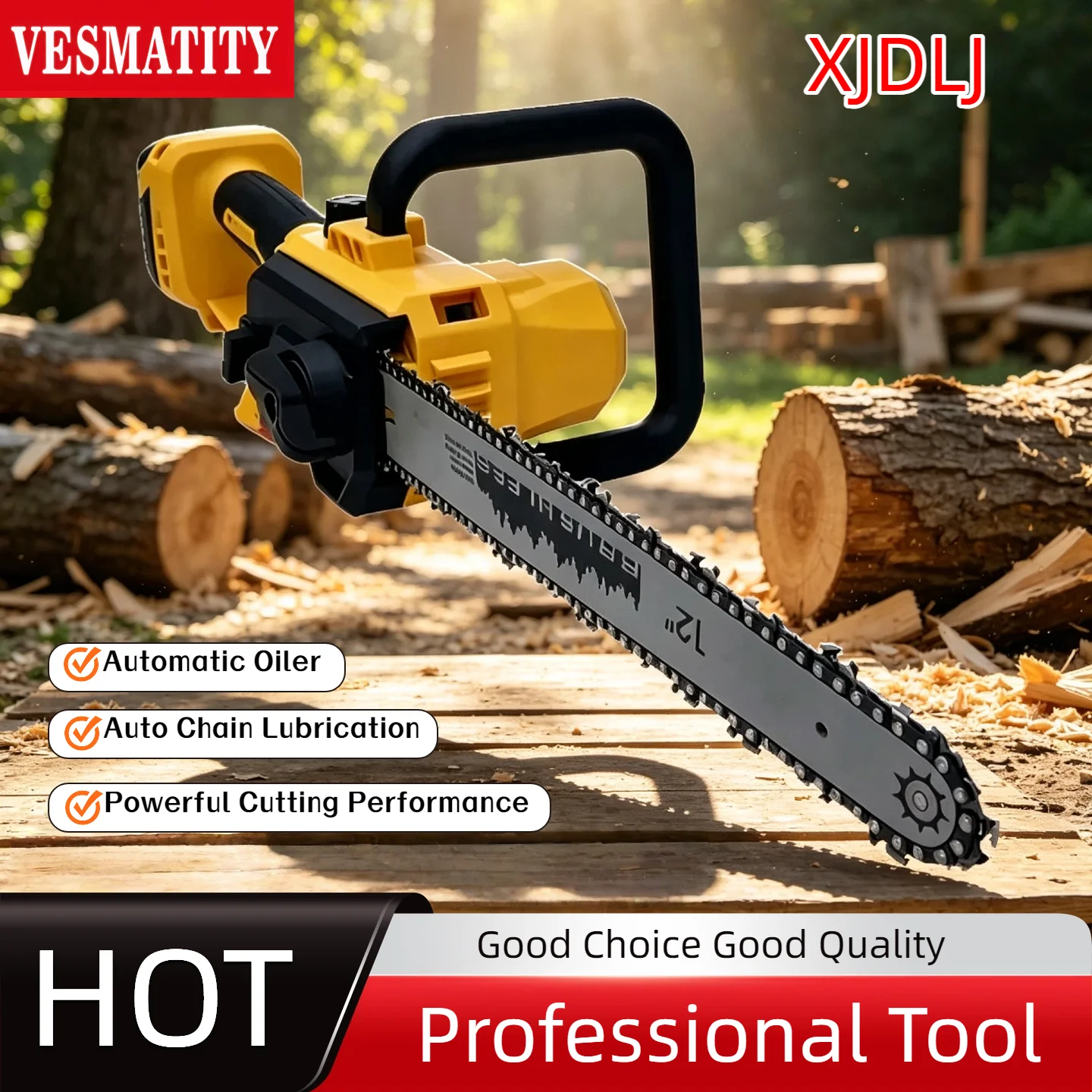 Vesmatity Chainsaw Automatic Oiler Cordless Chain Saw Dehydration withor Tree Cutting Logging Electric Tool For Dewalt Battery