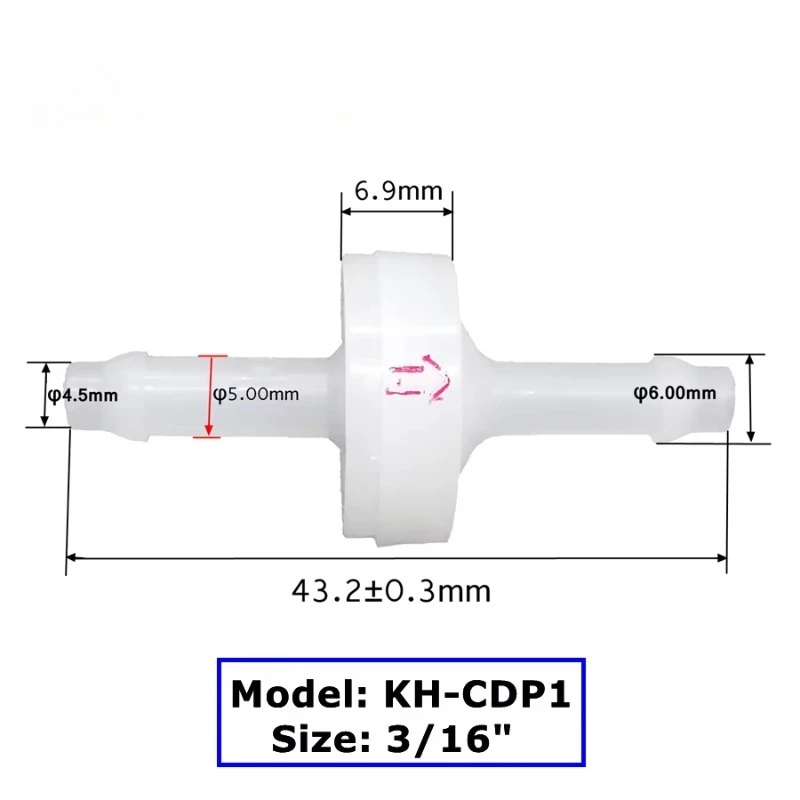 3/16 inch PVDF plastic  check valve diaphragm one-way connector for ozone machine air  aquarium KH-CDP1