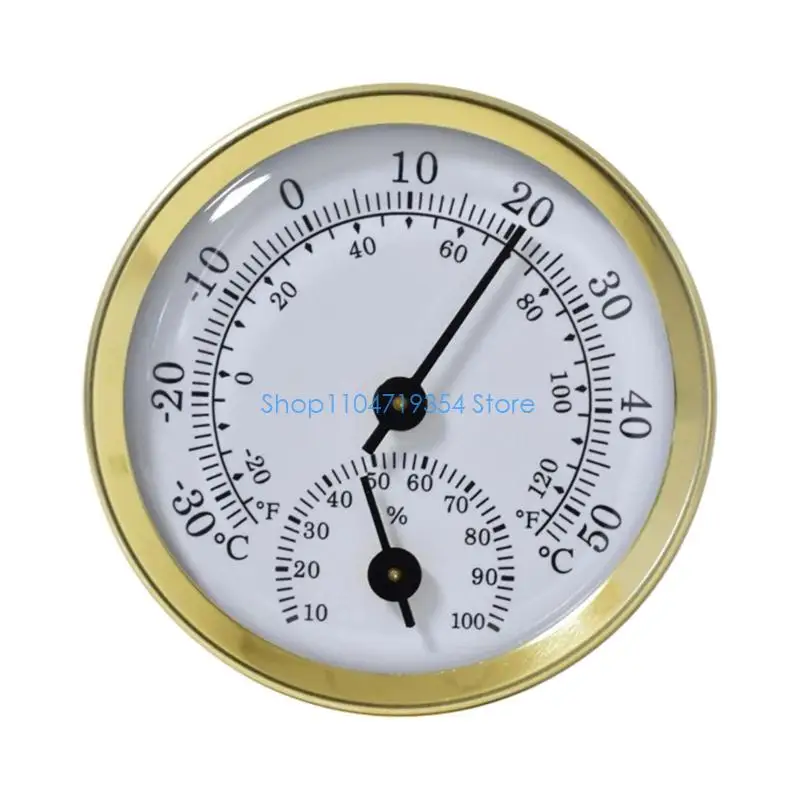 0XLD Hygrometer Thermometers Aluminum Alloy Pointer Type Humidness Temperature Gauge For Indoor & Car Monitoring