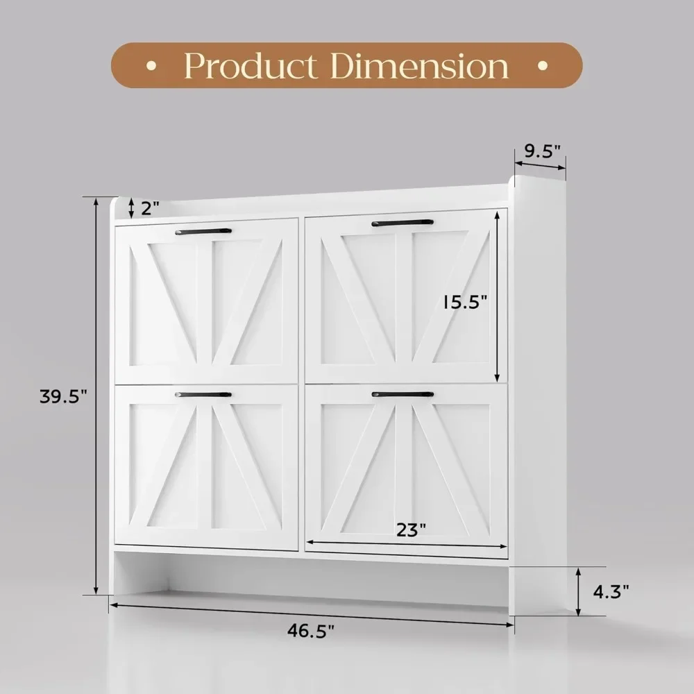 Shoe Organizer with Wood Legs for Entryway,Living Room Shoe Storage Cabinet with Drawers, Freestanding Shoe Cabinet